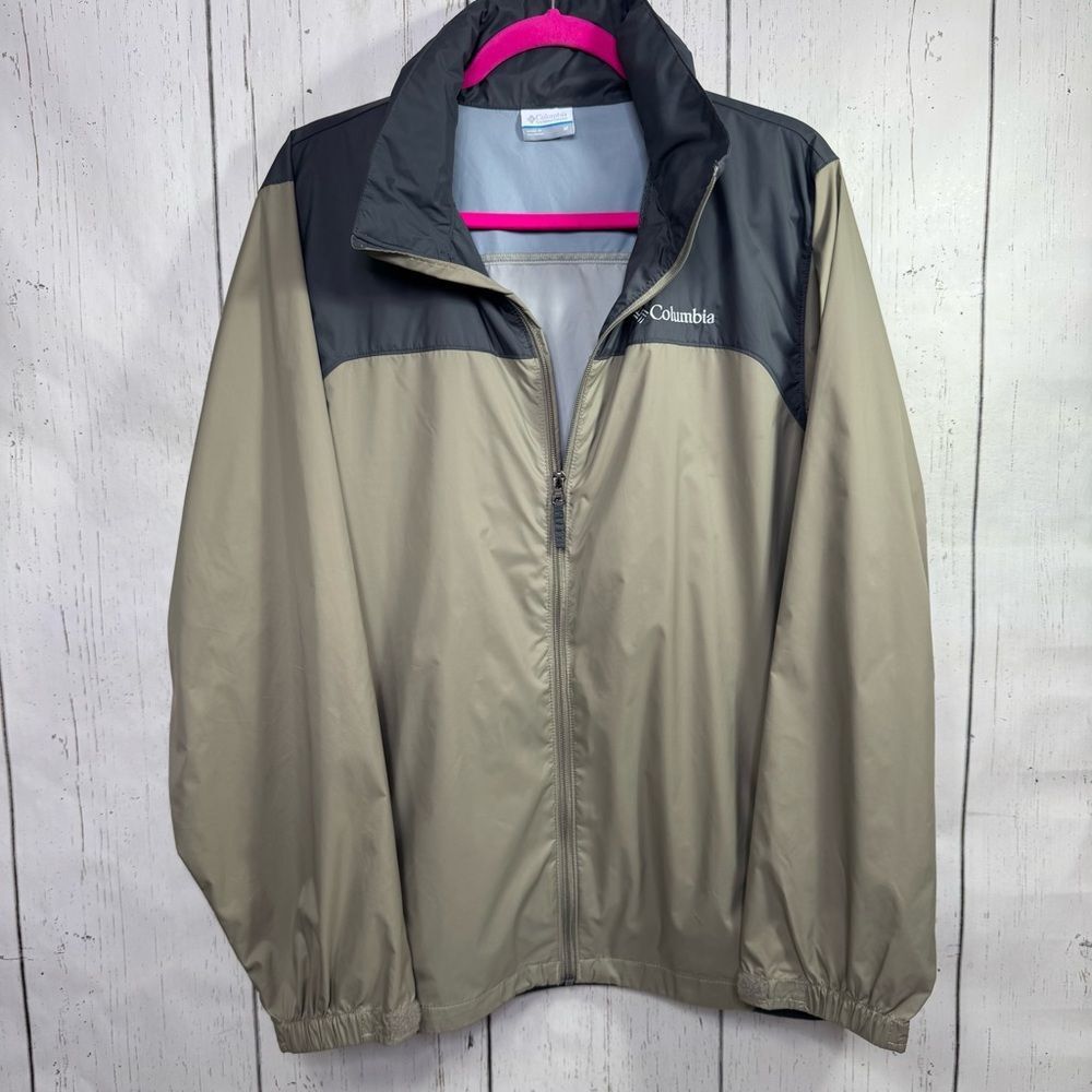 Columbia Mens Full Zip Lightweight Windbreaker Jacket Gray Black Size M Outdoor